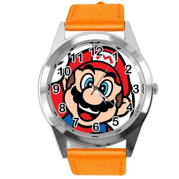 SUPER MARIO BROS VIDEO GAME PLUMBER HERO ORANGE LEATHER VIDEO GAME WATCH E3