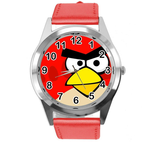 RED LEATHER FILM MOVIE CARTOON CD DVD TV STEEL WATCH FOR ANGRY BIRDS FANS E2