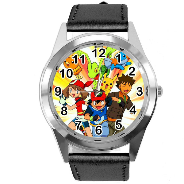 POKEMON LEAGUE TEAM VIDEO GAME BLACK LEATHER FILM MOVIE STEEL ROUND DVD WATCH