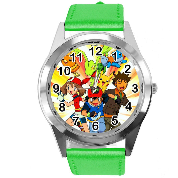 POKEMON LEAGUE TEAM VIDEO GAME GREEN LEATHER FILM MOVIE STEEL ROUND DVD WATCH