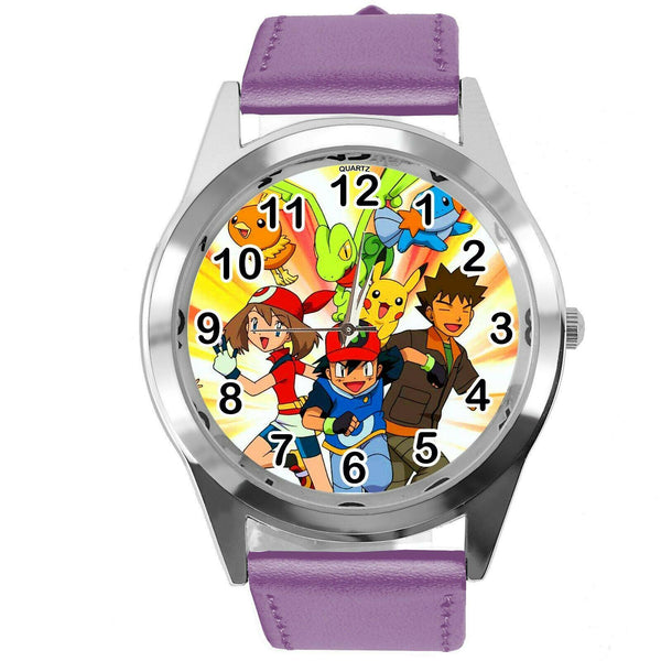 POKEMON LEAGUE TEAM VIDEO GAME PURPLE LEATHER FILM MOVIE STEEL ROUND DVD WATCH