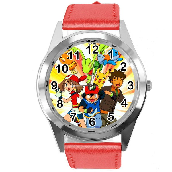 POKEMON LEAGUE TEAM VIDEO GAME RED LEATHER FILM MOVIE STEEL ROUND DVD WATCH