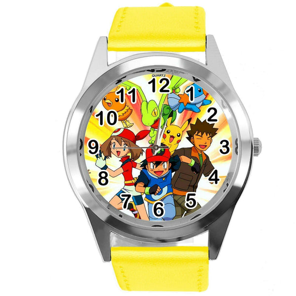 POKEMON LEAGUE TEAM VIDEO GAME YELLOW LEATHER FILM MOVIE STEEL ROUND DVD WATCH