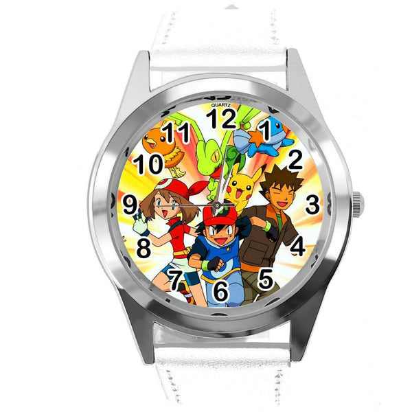 POKEMON LEAGUE TEAM VIDEO GAME WHITE LEATHER FILM MOVIE STEEL ROUND DVD WATCH