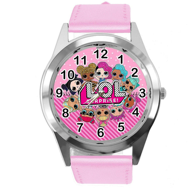 LOL SURPRISE DOLLS PINK LEATHER FILM MOVIE CARTOON CD DVD TV QUARTZ WATCH E2