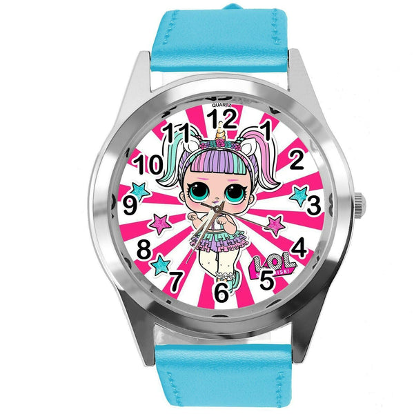 LOL SURPRISE DOLLS BLUE LEATHER FILM MOVIE CARTOON CD DVD TV QUARTZ WATCH  E3