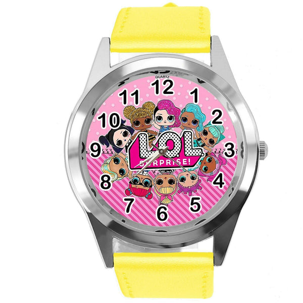 LOL SURPRISE DOLLS YELLOW LEATHER FILM MOVIE CARTOON CD DVD TV QUARTZ WATCH E2