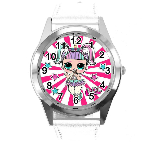 LOL SURPRISE DOLLS WHITE LEATHER FILM MOVIE CARTOON CD DVD TV QUARTZ WATCH E3