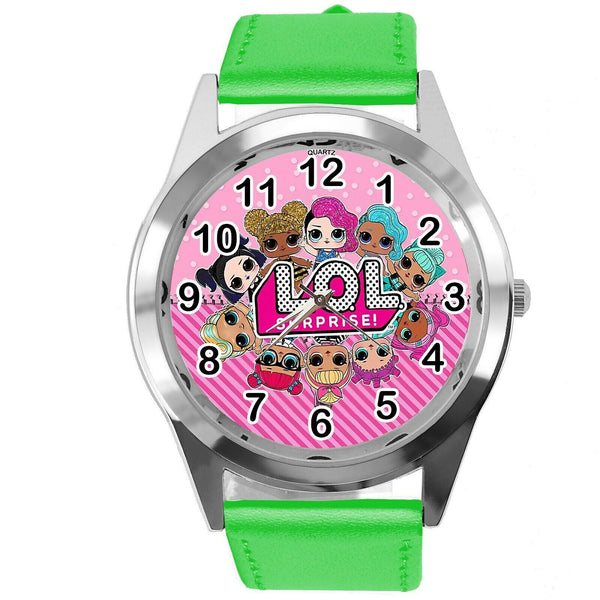 LOL SURPRISE DOLLS GREEN LEATHER FILM MOVIE CARTOON CD DVD TV QUARTZ WATCH E2