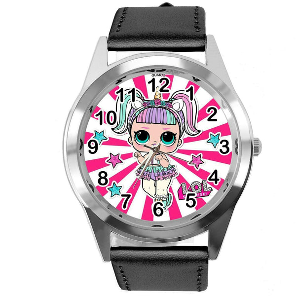 LOL SURPRISE DOLLS BLACK LEATHER FILM MOVIE CARTOON CD DVD TV QUARTZ WATCH E3