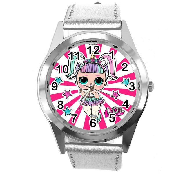 LOL SURPRISE DOLLS SILVER LEATHER FILM MOVIE CARTOON CD DVD TV QUARTZ WATCH E3