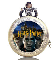 HARRY POTTER MAGIC WIZARDS engraved FILM MOVIE BOOK STEEL DVD CHAIN POCKET WATCH