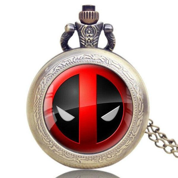 DEADPOOL COMICS SUPERHERO FILM MOVIE DVD ANTIQUE BRONZE ENGRAVED POCKET WATCH