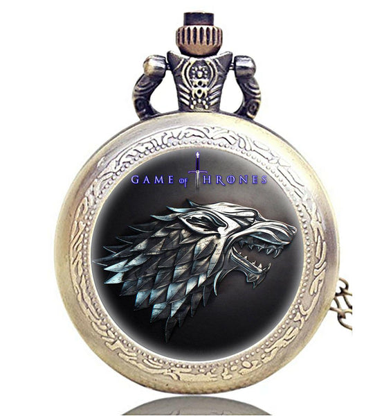 GAME OF THRONES BOOK FILM MOVIE DVD ANTIQUE BRONZE ENGRAVED POCKET WATCH