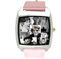 THE BEATLES BAND CRAZY Steel PINK LEATHER ROCK MUSIC LEGENDS SQUARE CD WATCH E5