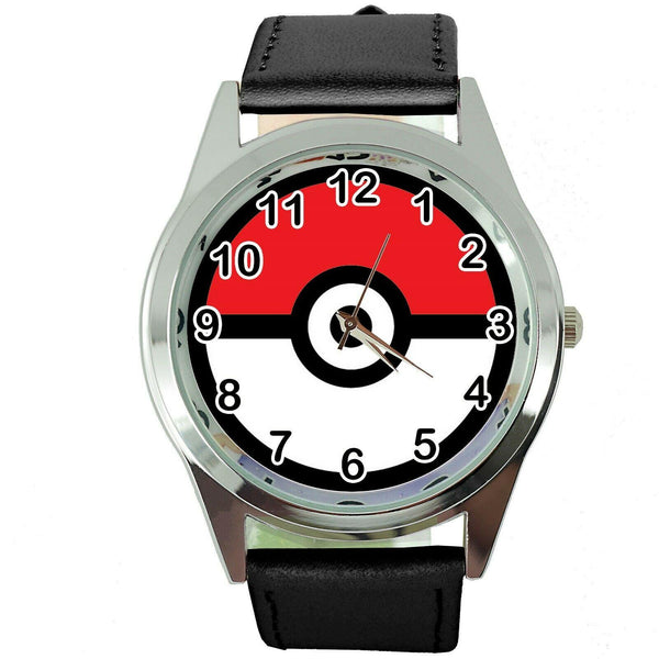 POKEMON GO POKE BALL VIDEO GAME BLACK LEATHER FILM MOVIE STEEL ROUND DVD WATCH