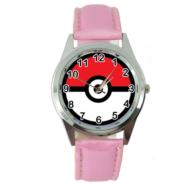 POKEMON GO POKE BALL VIDEO GAME PINK LEATHER FILM MOVIE STEEL ROUND DVD WATCH