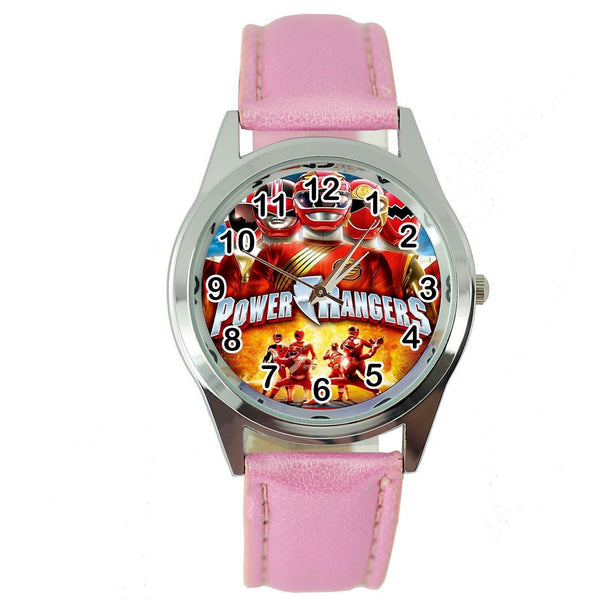 POWER RANGERS POWERRANGERS HERO PINK LEATHER FILM MOVIE TV SERIES STEEL WATCH
