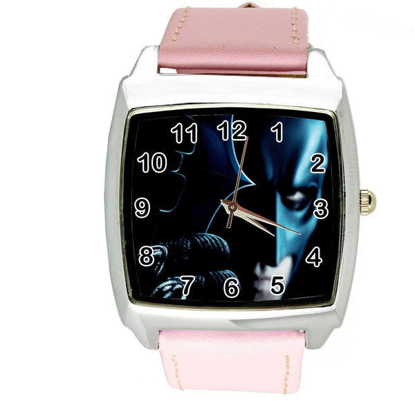 BATMAN DARK KNIGHT SUPERHERO  Steel PINK LEATHER FILM MOVIE SQUARE DVD WATCH E2