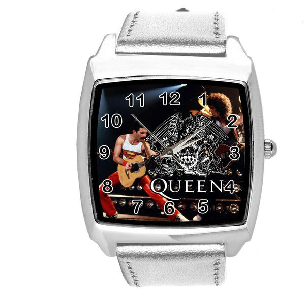 QUEEN Freddie Mercury ROCK BAND MUSIC KING SQUARE CD DVD SILVER LEATHER WATCH