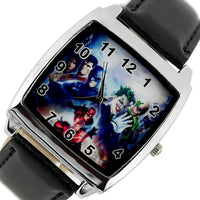 BATMAN JOKER SUPERMAN FLASH COMICS SUPERHEROES Steel LEATHER FILM SQUARE WATCH