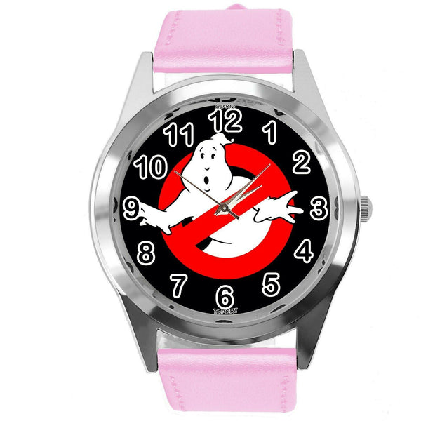GHOSTBUSTERS FILM SCIFI MOVIE CD DVD PINK REAL LEATHER STAINLESS STEEL WATCH