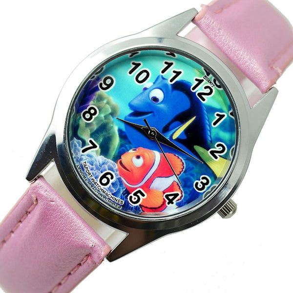 FINDING DORY NEMO FISH SEA CARTOON FILM MOVIE DVD GAME PINK LEATHER STEEL WATCH