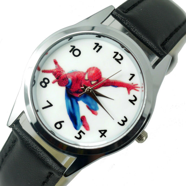 SPIDERMAN SPIDER SUPERHERO WATCH Stainless Steel LEATHER DVD FILM ROUND WATCH