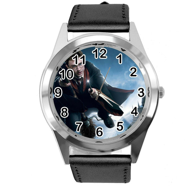 HARRY POTTER WIZARD MAGIC BOOK FILM MOVIE DVD GAME BLACK LEATHER STEEL WATCH