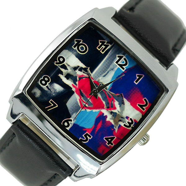 SUPERMAN VS BATMAN COMICS SUPERHEROES Steel LEATHER FILM MOVIE DVD SQUARE WATCH