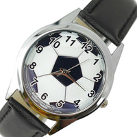 SOCCER BALL FOOTBALL PES FIFA GAME SPORT CHAMPION GYM BLACK LEATHER STEEL WATCH