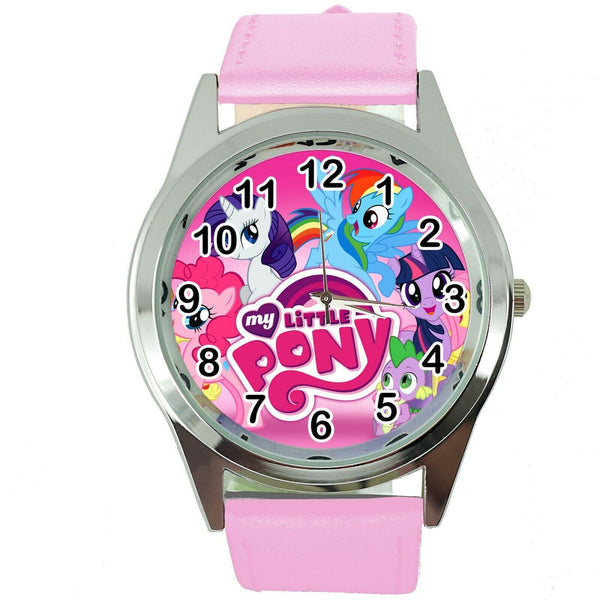 NEW MY LITTLE PONY PINK LEATHER FILM MOVIE FAIRY TALE GIRL TV STEEL WATCH E2