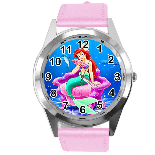 LITTLE MERMAID PINK LEATHER FILM MOVIE CD DVD TV ARIEL GIRL  FAIRY TALE WATCH