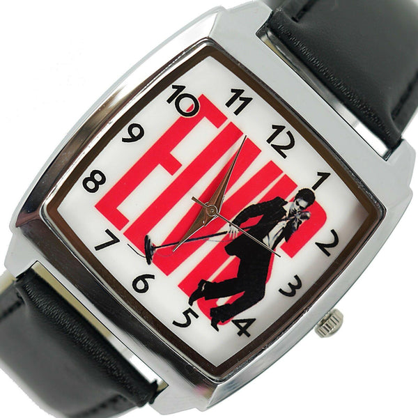ELVIS PRESLEY WATCH Stainless Steel LEATHER MUSIC KING LEGEND SQUARE CD WATCH E2