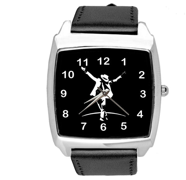 MICHAEL JACKSON MJ MUSIC POP STAR SINGER BLACK LEATHER SQUARE CD DVD WATCH E1