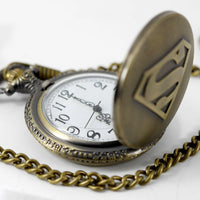 SUPERMAN  COMICS SUPERHERO FILM MOVIE DVD ANTIQUE BRONZE ENGRAVED POCKET WATCH