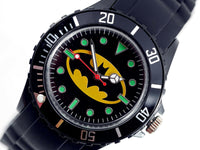 WHOLESALE DC Super Hero Batman Logo Boy Man Metal Black Silicone Watch UK NEW