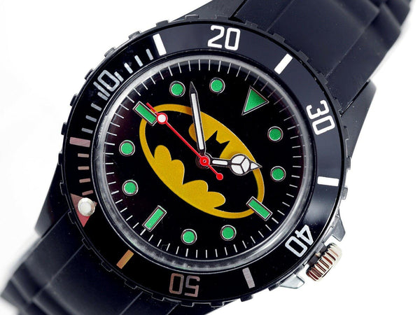 WHOLESALE DC Super Hero Batman Logo Boy Man Metal Black Silicone Watch UK NEW
