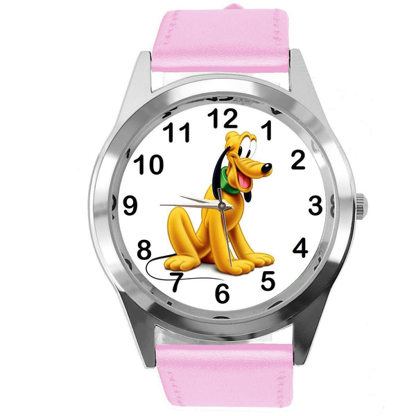 PLUTO DOG FILM CARTOON MICKY MOUSE FRIEND CD DVD TV GAME PINK LEATHER WATCH