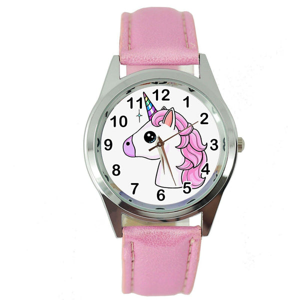 NEW UNICORN PONY PINK LEATHER FILM MOVIE FAIRY TALE GIRL TV STEEL WATCH UK E3