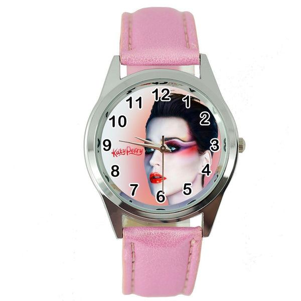 KATY PERRY WITNESS  MUSIC STAR SINGER S Steel PINK LEATHER BAND ROUND CD WATCH