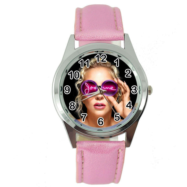 LADY GAGA JOANNE  MUSIC STAR SINGER S Steel PINK LEATHER BAND ROUND CD WATCH