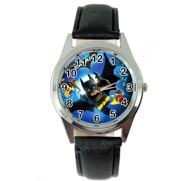 NEW BATMAN LEGO KNIGHT SUPERHERO WATCH Stainless Steel LEATHER FILM ROUND WATCH