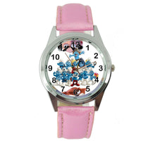 THE SMURFS SMURF PINK LEATHER FILM MOVIE CINEMA DVD FAIRY TALE STEEL WATCH GIFT