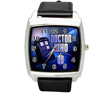 DR WHO E2 Stainless Steel BLACK LEATHER FILM MOVIE DVD SQUARE SCI FI  WATCH