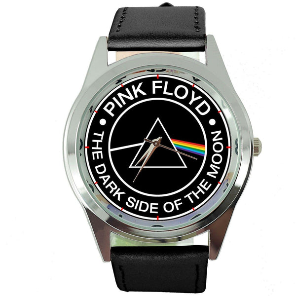 Pink Floyd Dark Side of the Moon BLACK LEATHER MUSIC LEGEND ROUND CD DVD WATCH
