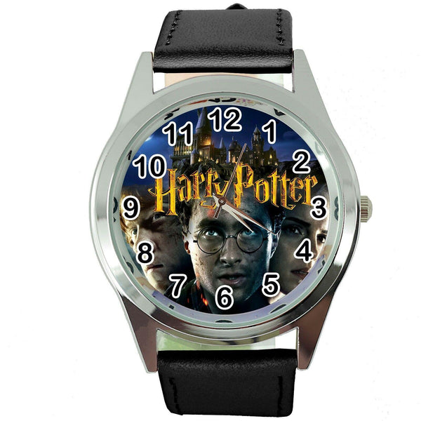 HARRY POTTER e2 WIZARD MAGIC BOOK FILM MOVIE DVD GAME BLACK LEATHER STEEL WATCH