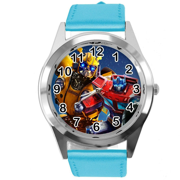 TRANSFORMERS BUMBLEBEE AUTOBOT OPTIMUS PRIME FILM MOVIE ROUND BLUE BAND WATCH E3