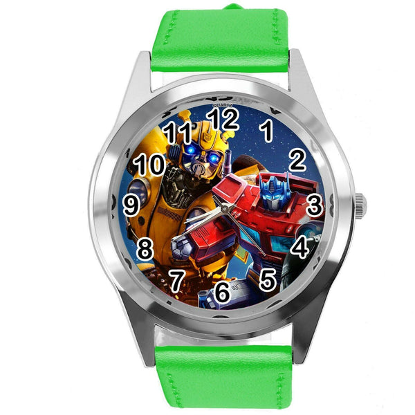 TRANSFORMERS BUMBLEBEE AUTOBOT OPTIMUS PRIM FILM MOVIE ROUND GREEN BAND WATCH E3