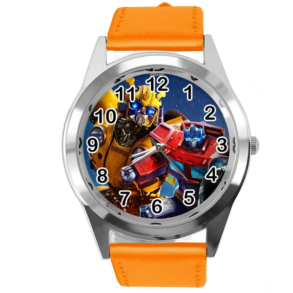 TRANSFORMERS BUMBLEBEE AUTOBOT OPTIMUS PRI FILM MOVIE ROUND ORANGE BAND WATCH E3